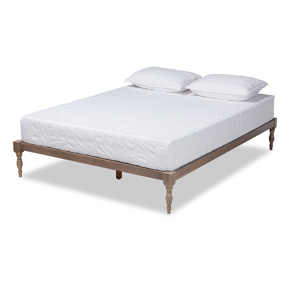 Baxton Studio Iseline Modern And Contemporary Antique Oak Finished Wood Queen Size Platform Bed Frame