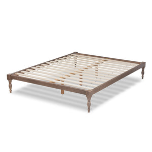 Baxton Studio Iseline Modern And Contemporary Antique Oak Finished Wood Queen Size Platform Bed Frame