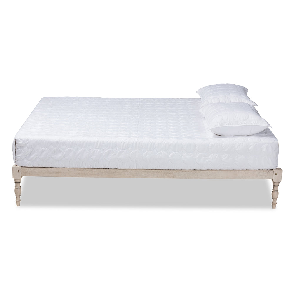 Baxton Studio Iseline Modern And Contemporary Antique White Finished Wood Queen Size Platform Bed Frame