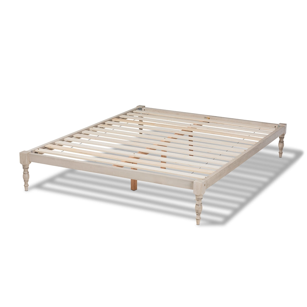 Baxton Studio Iseline Modern And Contemporary Antique White Finished Wood Queen Size Platform Bed Frame