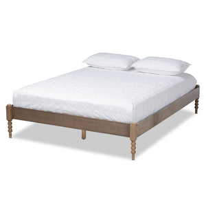 Baxton Studio Cielle French Bohemian Weathered Grey Oak Finished Wood Queen Size Platform Bed Frame