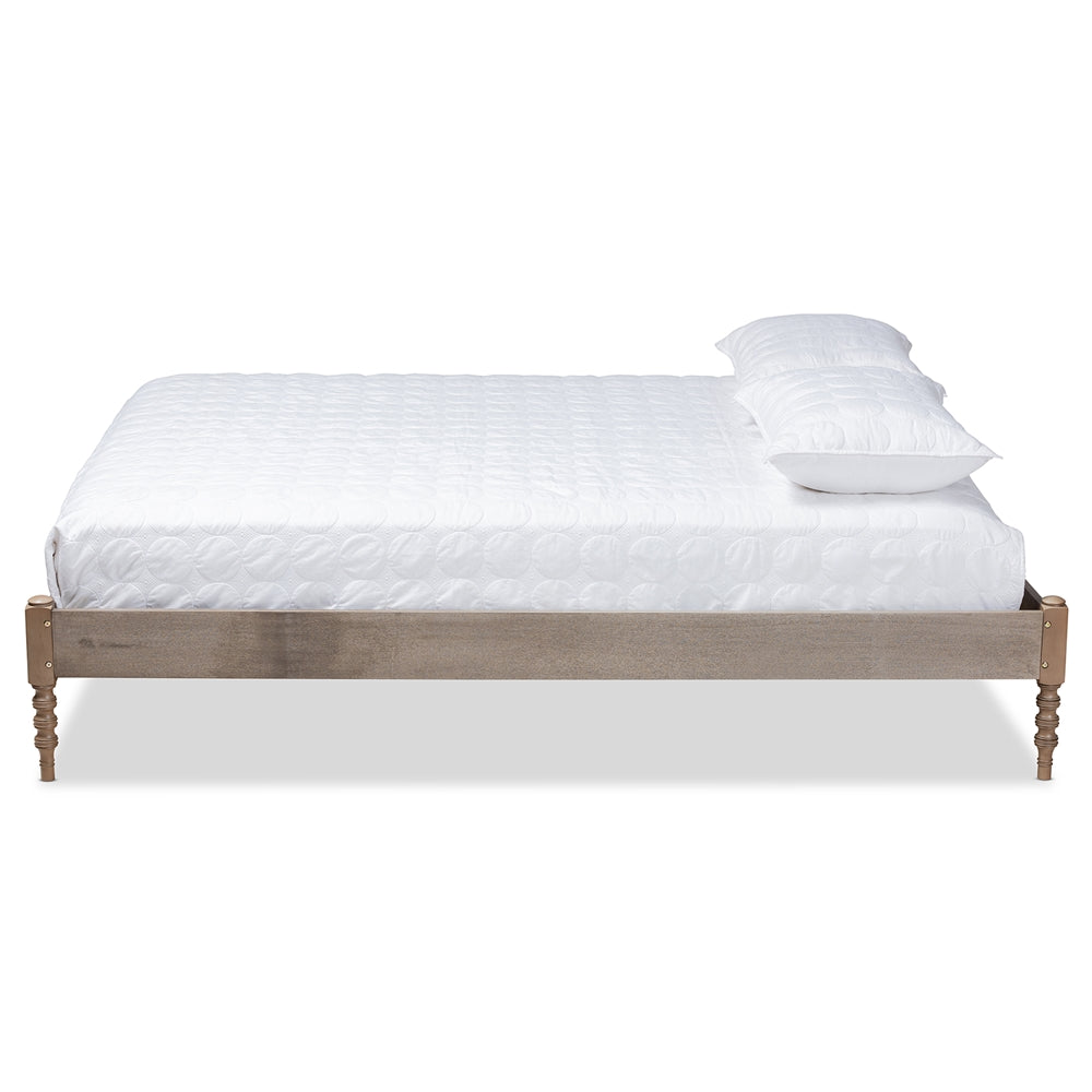 Baxton Studio Cielle French Bohemian Weathered Grey Oak Finished Wood Full Size Platform Bed Frame