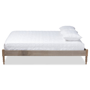 Baxton Studio Cielle French Bohemian Weathered Grey Oak Finished Wood Queen Size Platform Bed Frame