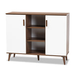 Load image into Gallery viewer, Baxton Studio Quinn Mid-Century Modern Two-Tone White And Walnut Finished 2-Door Wood Dining Room Sideboard
