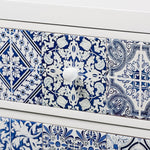 Load image into Gallery viewer, BAXTON STUDIO ALMA SPANISH MEDITERRANEAN INSPIRED WHITE WOOD AND BLUE FLORAL TILE STYLE 5-DRAWER ACCENT STORAGE CABINET
