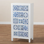 Load image into Gallery viewer, Baxton Studio Alma Spanish Mediterranean Inspired White Wood And Blue Floral Tile Style 5-Drawer Accent Storage Cabinet
