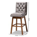 Load image into Gallery viewer, Baxton Studio Gregory Modern Transitional Grey Fabric Upholstered And Walnut Brown Finished Wood 2-Piece Swivel Bar Stool Set
