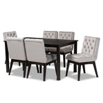 Load image into Gallery viewer, Baxton Studio Makar Modern Transitional Light Grey Velvet Fabric Upholstered And Dark Brown Finished Wood 7-Piece Dining Set
