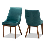 Load image into Gallery viewer, Baxton Studio Gilmore Modern And Contemporary Teal Velvet Fabric Upholstered And Walnut Brown Finished Wood 2-Piece Dining Chair Set
