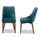 Load image into Gallery viewer, Baxton Studio Gilmore Modern And Contemporary Teal Velvet Fabric Upholstered And Walnut Brown Finished Wood 2-Piece Dining Chair Set
