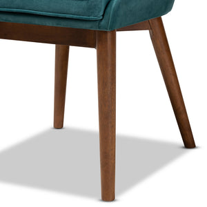 BAXTON STUDIO GILMORE MODERN AND CONTEMPORARY TEAL VELVET FABRIC UPHOLSTERED AND WALNUT BROWN FINISHED WOOD 2-PIECE DINING CHAIR SET