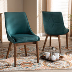 Load image into Gallery viewer, Baxton Studio Gilmore Modern And Contemporary Teal Velvet Fabric Upholstered And Walnut Brown Finished Wood 2-Piece Dining Chair Set
