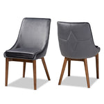 Load image into Gallery viewer, Baxton Studio Gilmore Modern And Contemporary Grey Velvet Fabric Upholstered And Walnut Brown Finished Wood 2-Piece Dining Chair Set
