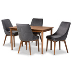 Load image into Gallery viewer, Baxton Studio Gilmore Modern and Contemporary Velvet Fabric Upholstered and Finished Wood 5-Piece Dining Set
