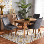 Load image into Gallery viewer, Baxton Studio Gilmore Modern And Contemporary Grey Velvet Fabric Upholstered And Walnut Brown Finished Wood 5-Piece Dining Set
