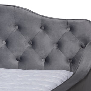 Baxton Studio Freda Transitional and Contemporary Velvet Fabric Upholstered and Button Tufted Daybed