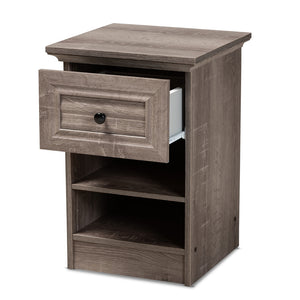 Baxton Studio Dara Traditional Transitional Grey Brown Oak Finished 1-Drawer Wood Nightstand