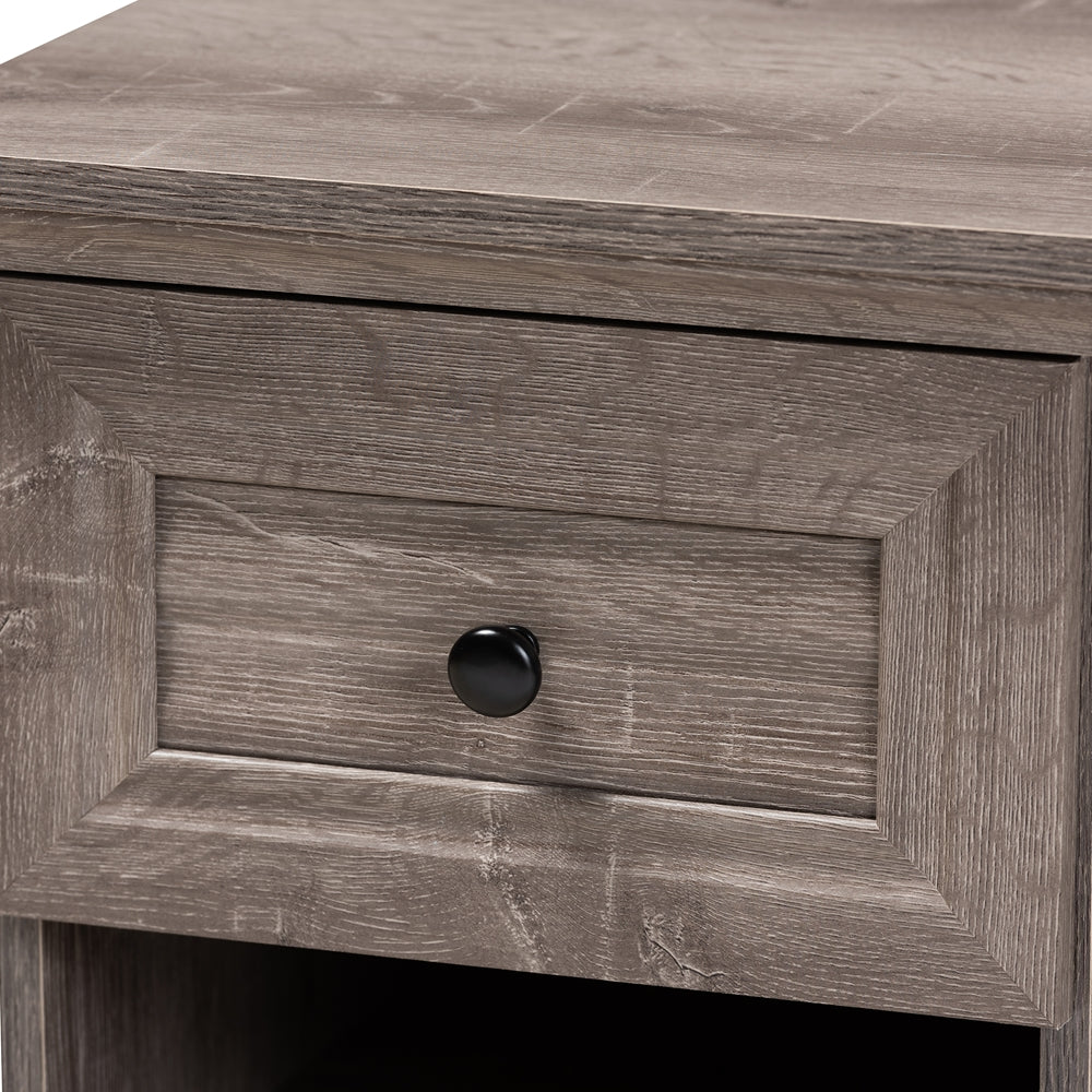 BAXTON STUDIO DARA TRADITIONAL TRANSITIONAL GREY BROWN OAK FINISHED 1-DRAWER WOOD NIGHTSTAND