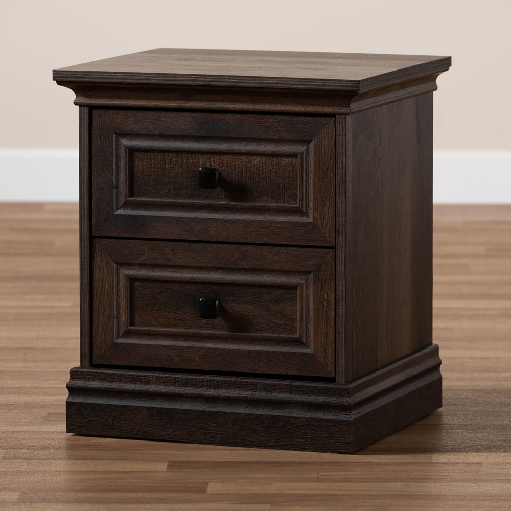 Baxton Studio Nolan Traditional Transitional Hazel Walnut Brown Finished 2-Drawer Wood Nightstand