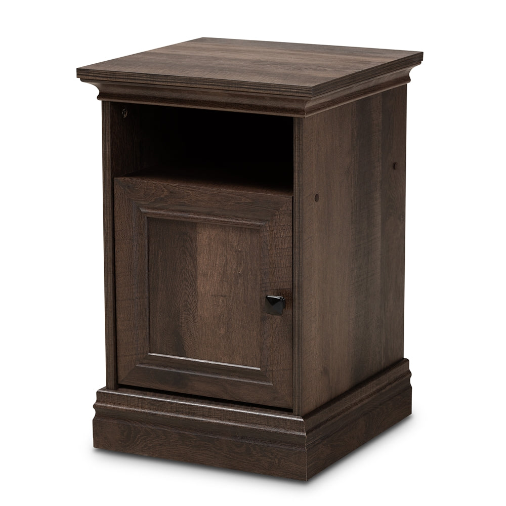 Baxton Studio Nolan Traditional Transitional Hazel Walnut Brown Finished 1-Door Wood Nightstand