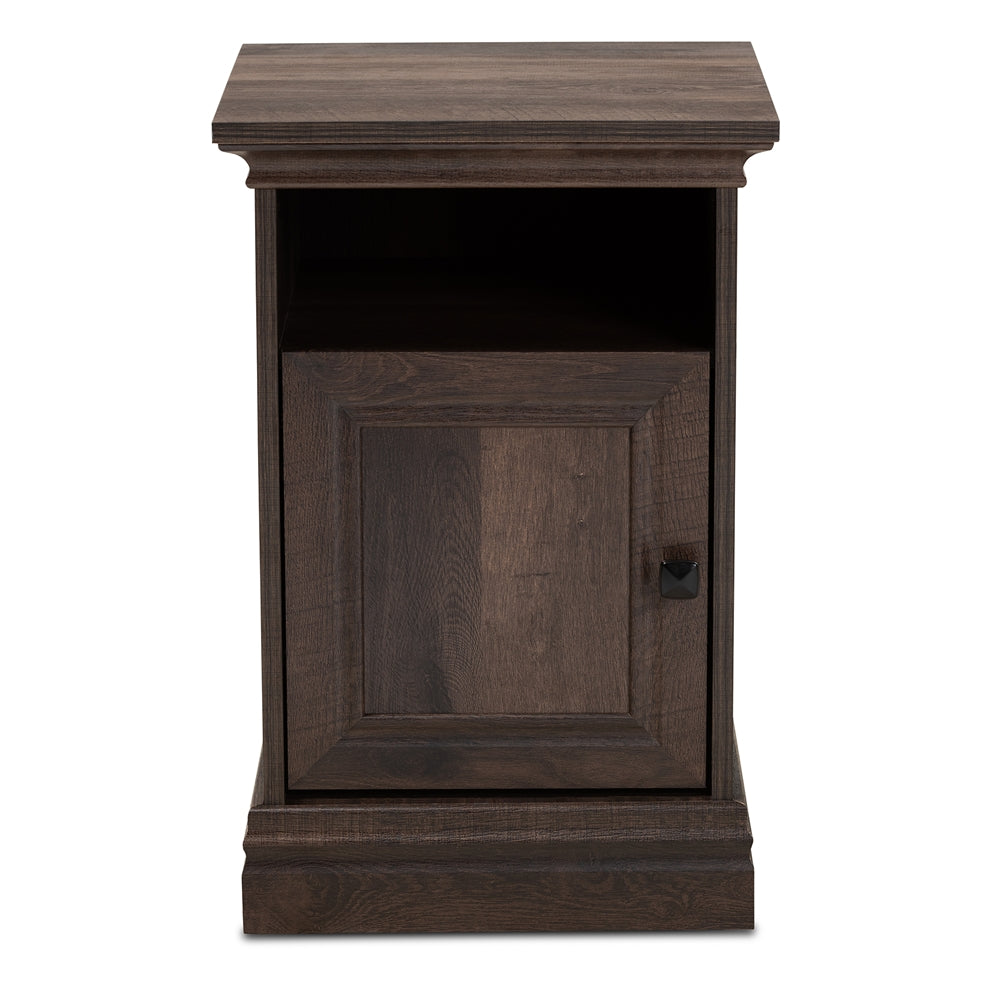 Baxton Studio Nolan Traditional Transitional Hazel Walnut Brown Finished 1-Door Wood Nightstand