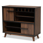 Load image into Gallery viewer, Baxton Studio Margo Mid-Century Modern Two-Tone Walnut Brown And Black Finished Wood Wine Storage Cabinet
