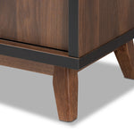 Load image into Gallery viewer, BAXTON STUDIO MARGO MID-CENTURY MODERN TWO-TONE WALNUT BROWN AND BLACK FINISHED WOOD WINE STORAGE CABINET
