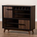 Load image into Gallery viewer, Baxton Studio Margo Mid-Century Modern Two-Tone Walnut Brown And Black Finished Wood Wine Storage Cabinet
