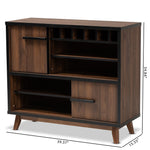 Load image into Gallery viewer, Baxton Studio Margo Mid-Century Modern Two-Tone Walnut Brown And Black Finished Wood Wine Storage Cabinet
