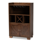 Load image into Gallery viewer, Baxton Studio Carrie Transitional Farmhouse Walnut Brown Finished Wood Wine Storage Cabinet
