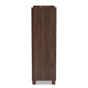 Baxton Studio Carrie Transitional Farmhouse Walnut Brown Finished Wood Wine Storage Cabinet