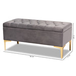 Load image into Gallery viewer, Baxton Studio Valere Glam And Luxe Grey Velvet Fabric Upholstered Gold Finished Button Tufted Storage Ottoman
