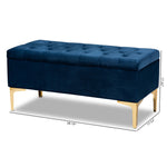 Load image into Gallery viewer, Baxton Studio Valere Glam And Luxe Navy Blue Velvet Fabric Upholstered Gold Finished Button Tufted Storage Ottoman
