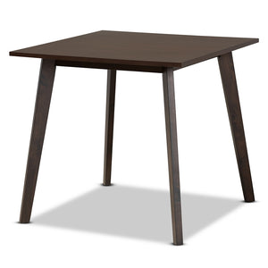 Baxton Studio Britte Mid-Century Modern Dark Oak Brown Finished Square Wood Dining Table