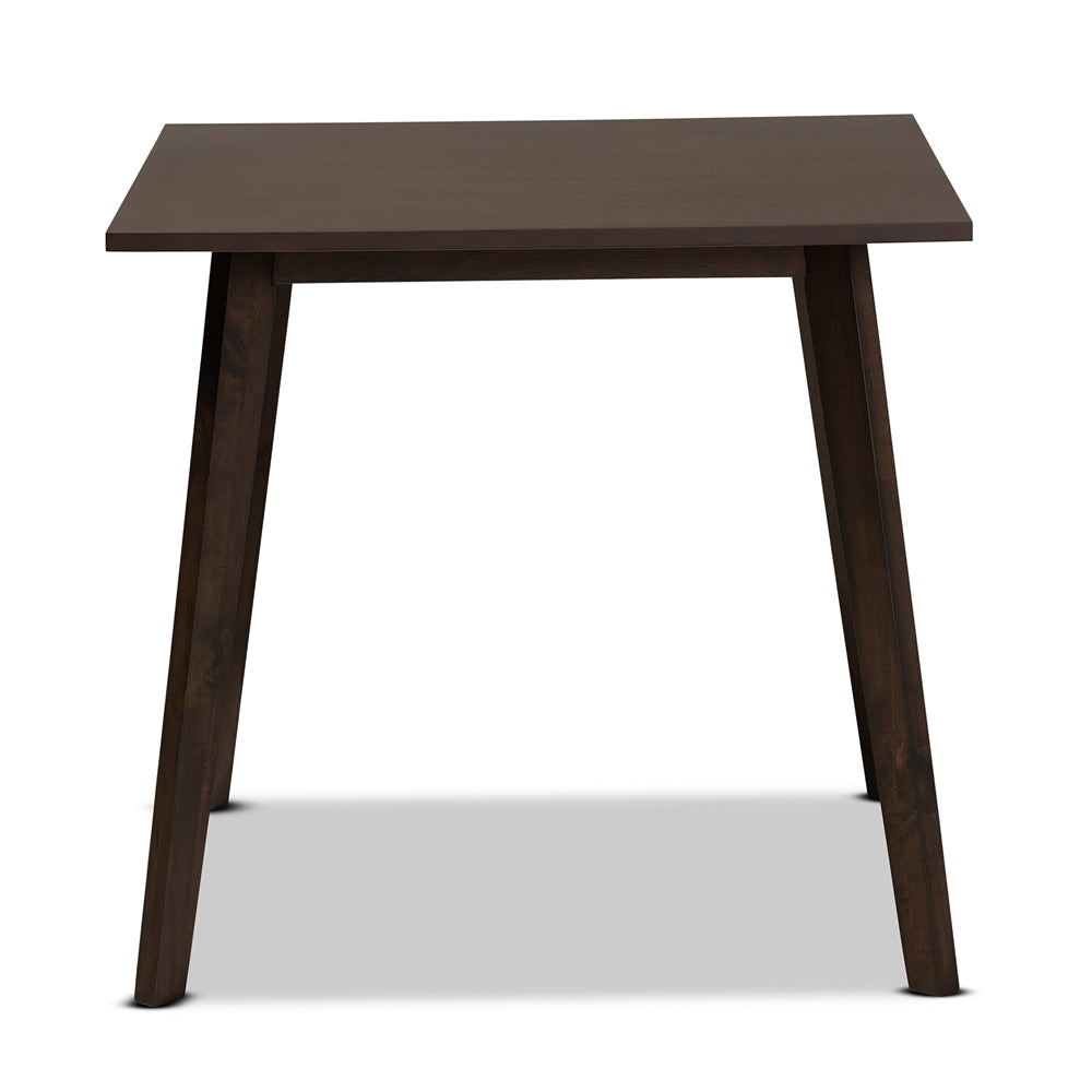 Baxton Studio Britte Mid-Century Modern Dark Oak Brown Finished Square Wood Dining Table