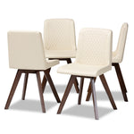 Load image into Gallery viewer, Baxton Studio Pernille Modern Transitional Cream Faux Leather Upholstered Walnut Finished 4-Piece Wood Dining Chair Set
