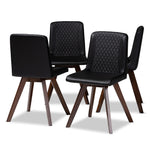 Load image into Gallery viewer, Baxton Studio Pernille Modern Transitional Black Faux Leather Upholstered Walnut Finished 4-Piece Wood Dining Chair Set
