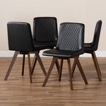 Load image into Gallery viewer, Baxton Studio Pernille Modern Transitional Black Faux Leather Upholstered Walnut Finished 4-Piece Wood Dining Chair Set
