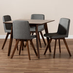 Load image into Gallery viewer, Baxton Studio Pernille Modern Transitional Grey Fabric Upholstered Walnut Finished Wood 5-Piece Dining Set
