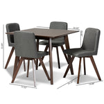 Load image into Gallery viewer, Baxton Studio Pernille Modern Transitional Grey Fabric Upholstered Walnut Finished Wood 5-Piece Dining Set
