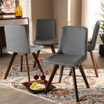 Load image into Gallery viewer, Baxton Studio Pernille Modern Transitional Grey Fabric Upholstered Walnut Finished 4-Piece Wood Dining Chair Set
