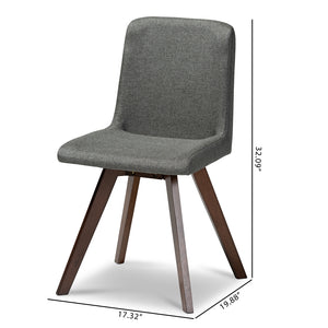 Baxton Studio Pernille Modern Transitional Grey Fabric Upholstered Walnut Finished 4-Piece Wood Dining Chair Set