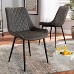 Load image into Gallery viewer, Baxton Studio Loire Modern And Contemporary Grey And Brown Faux Leather Upholstered Black Finished 2-Piece Dining Chair Set
