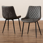 Load image into Gallery viewer, Baxton Studio Loire Modern And Contemporary Grey And Brown Faux Leather Upholstered Black Finished 2-Piece Dining Chair Set
