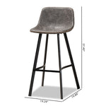 Load image into Gallery viewer, Baxton Studio Tani Rustic Industrial Grey And Brown Faux Leather Upholstered Black Finished 2-Piece Metal Bar Stool Set
