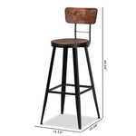 Load image into Gallery viewer, Baxton Studio Kenna Vintage Rustic Industrial Wood And Black Metal Finished 2-Piece Metal Bar Stool Set
