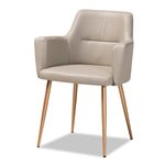 Load image into Gallery viewer, Baxton Studio Martine Glam And Luxe Greyish Beige Faux Leather And Gold Metal Dining Chair
