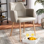 Load image into Gallery viewer, Baxton Studio Martine Glam And Luxe Greyish Beige Faux Leather And Gold Metal Dining Chair
