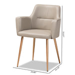 Load image into Gallery viewer, Baxton Studio Martine Glam And Luxe Greyish Beige Faux Leather And Gold Metal Dining Chair
