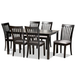 Load image into Gallery viewer, Baxton Studio Minette Modern And Contemporary Gray Fabric Upholstered And Espresso Brown Finished Wood 7-Piece Dining Set
